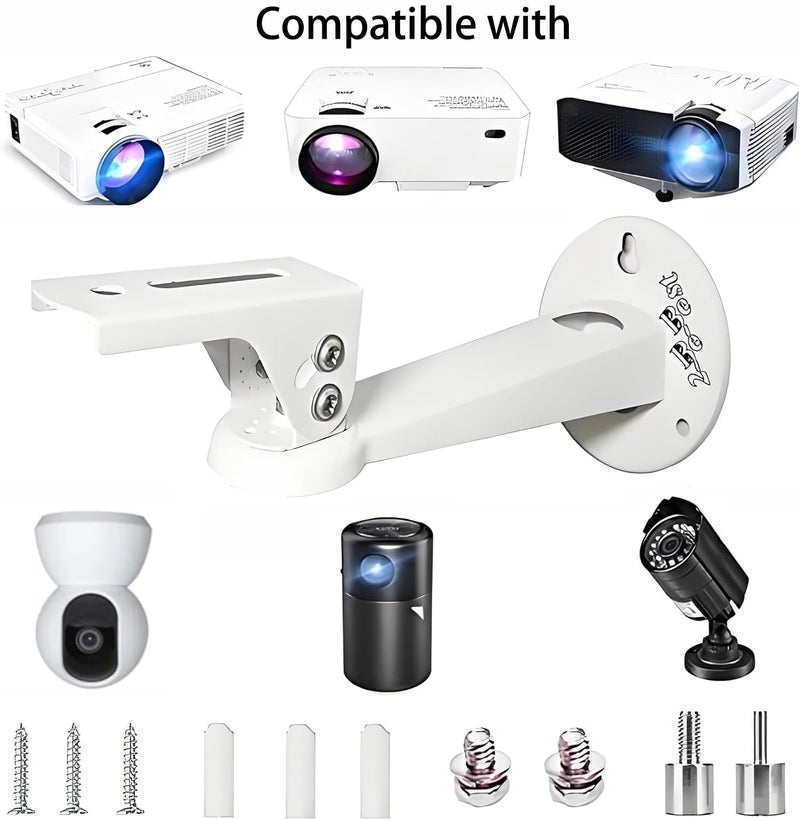 2-Be-Best Mini Projector Wall Mount 360Â° Rotation 7.8â€ Length 11 lbs Load Projector Wall Mount White - Image 2